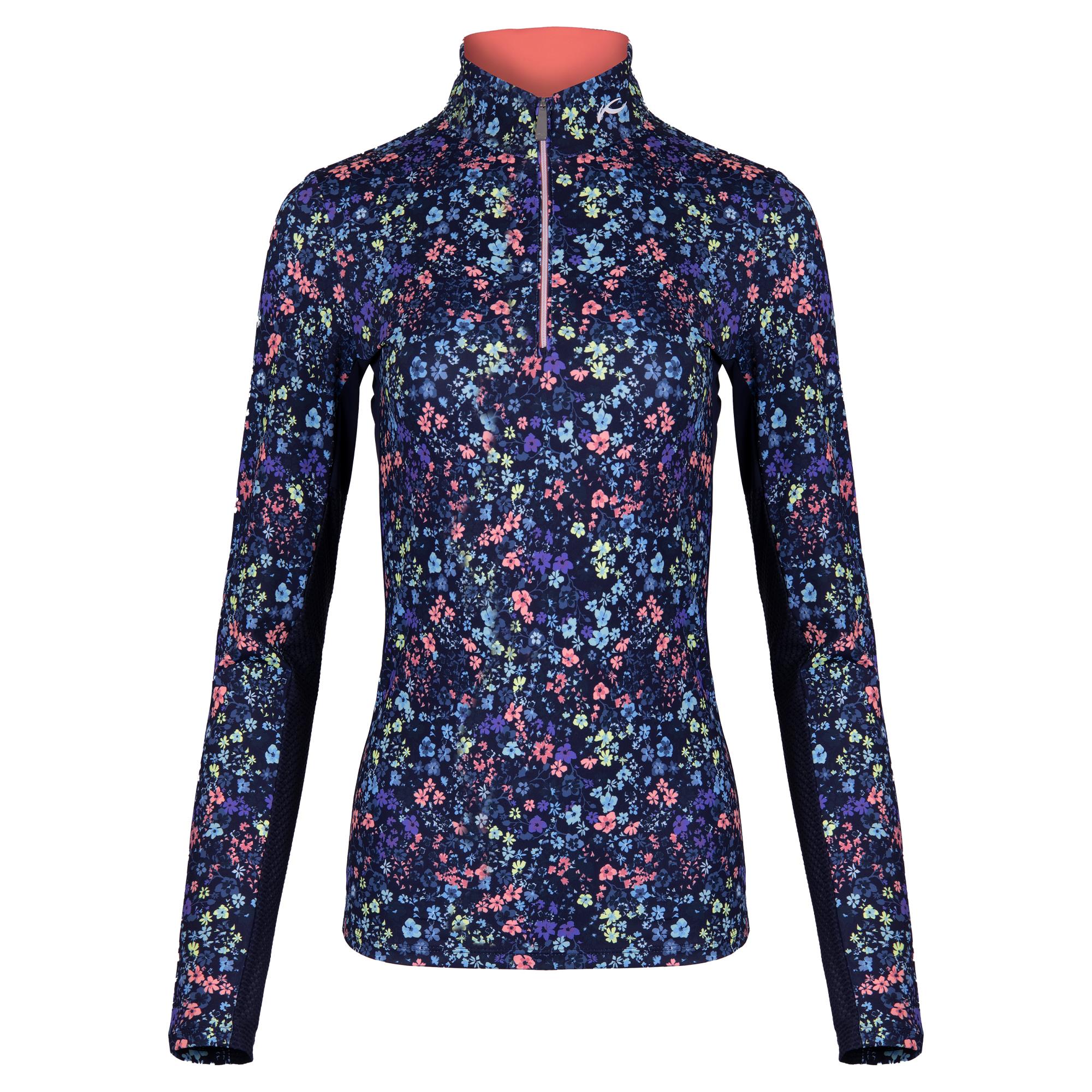 KJUS Sunshine Printed Half Zip Ladies Golf Mid Layer Atlanta Blue/Limoncello